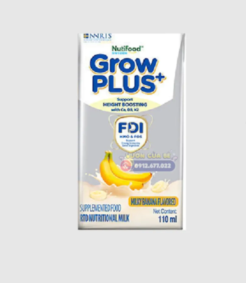 Sữa dinh dưỡng pha sẵn Grow PLus Việt Nam - Chuối Sữa - 110ml