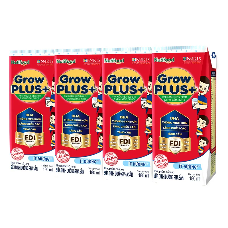 Sữa dinh dưỡng pha sẵn Grow PLus Việt Nam - Nutifood Grow Plus Việt Nam Ít Ngọt 180ml ( trên 1 tuổi )