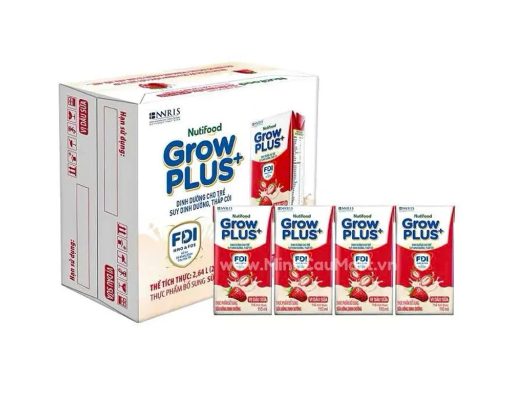 Sữa dinh dưỡng pha sẵn Grow PLus Việt Nam - Dâu Sữa - 110ml - Thùng