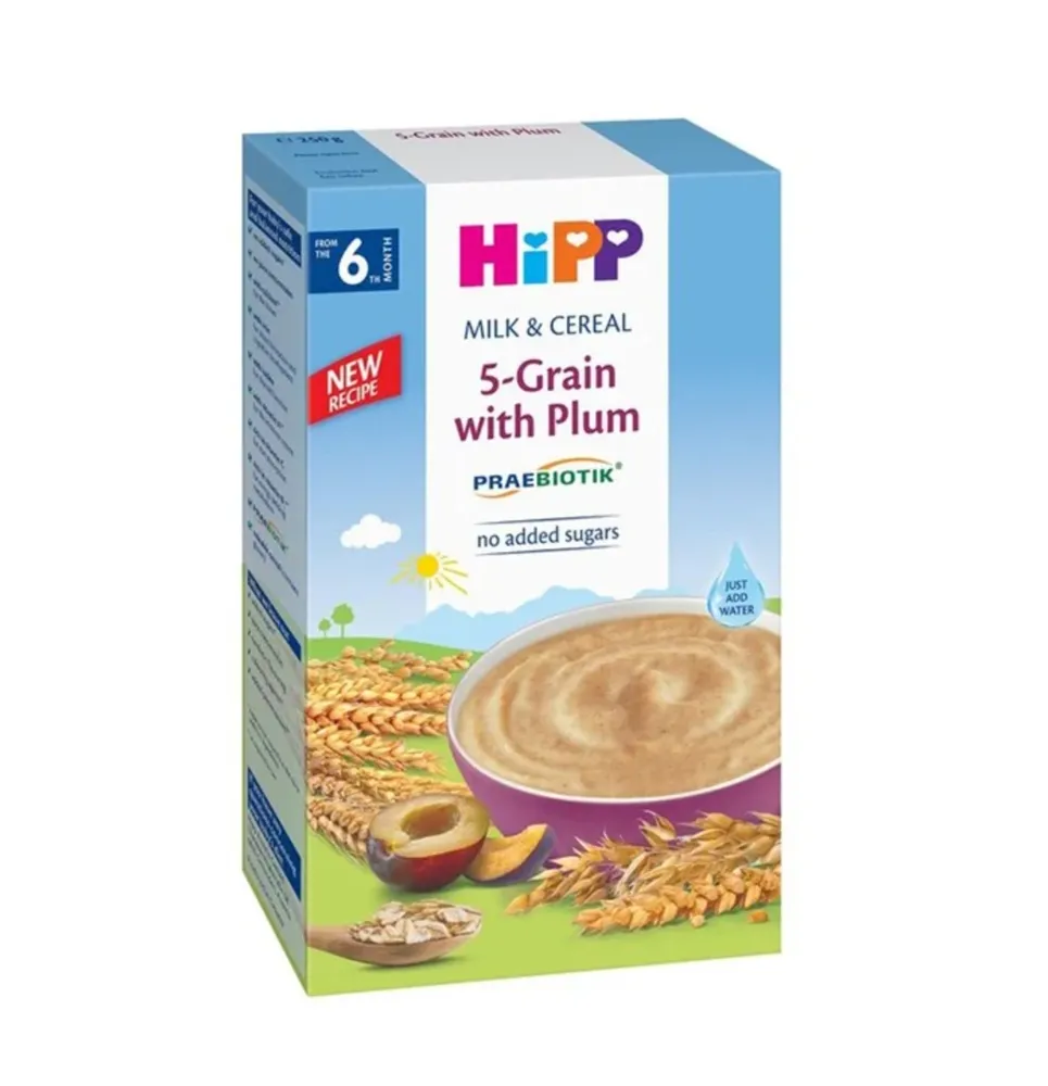 Bột ngũ cốc dinh dưỡng Hipp Croatia - Ngũ Cốc Mận Tây 250g ( trên 6 tháng )